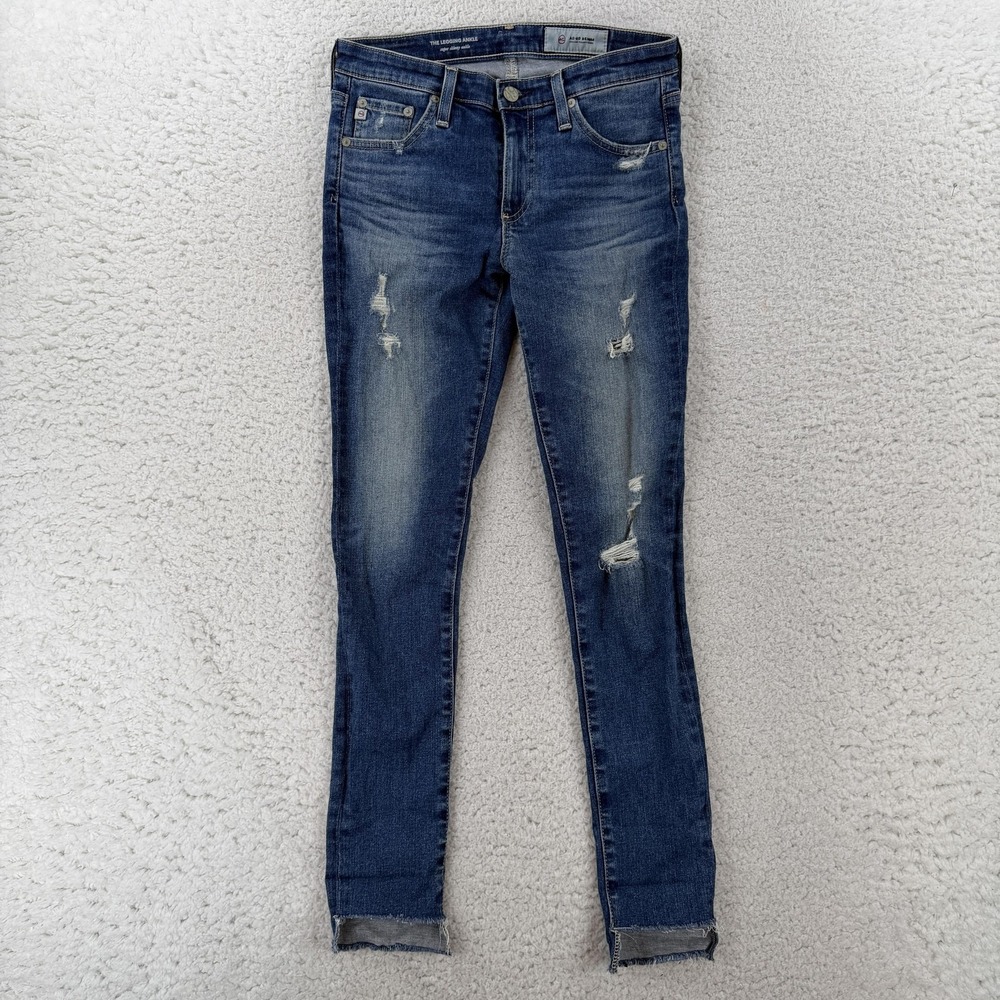 AG Adriano Goldschmied The Legging Ankle Jeans Womens 26 Medium Wash Distressed